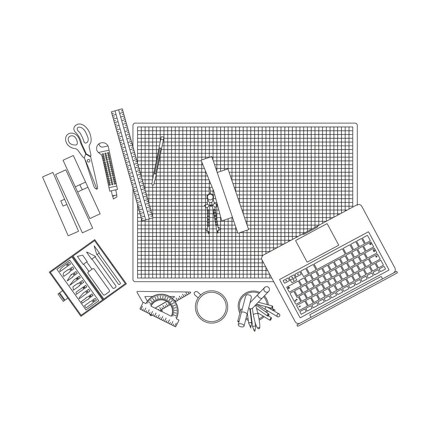 Cad Office Detail Objects Top View Digital Artwork drawings | Toffu Co