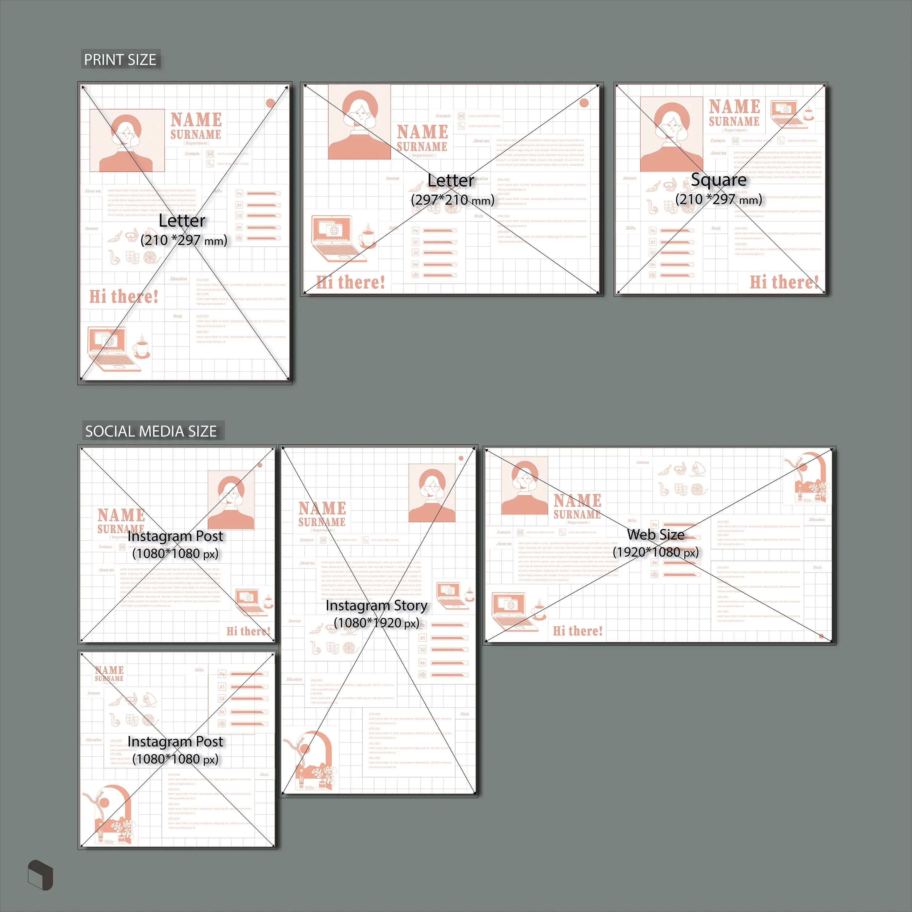 Resume Template Set Digital Artwork drawings | Toffu Co