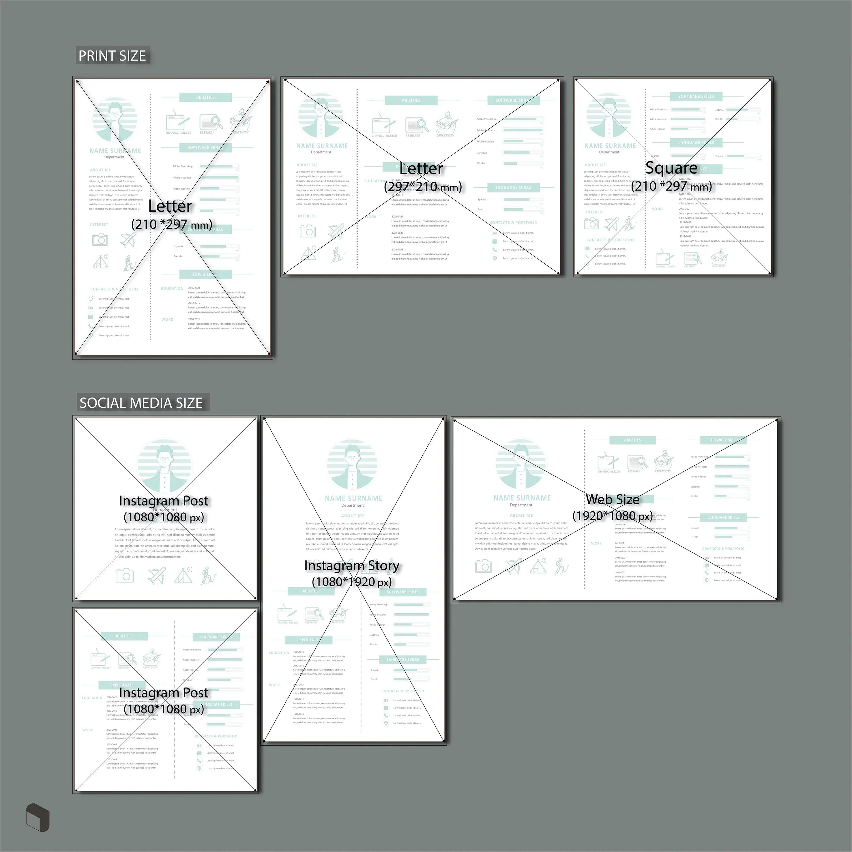 Resume Template Set 2 Digital Artwork drawings | Toffu Co