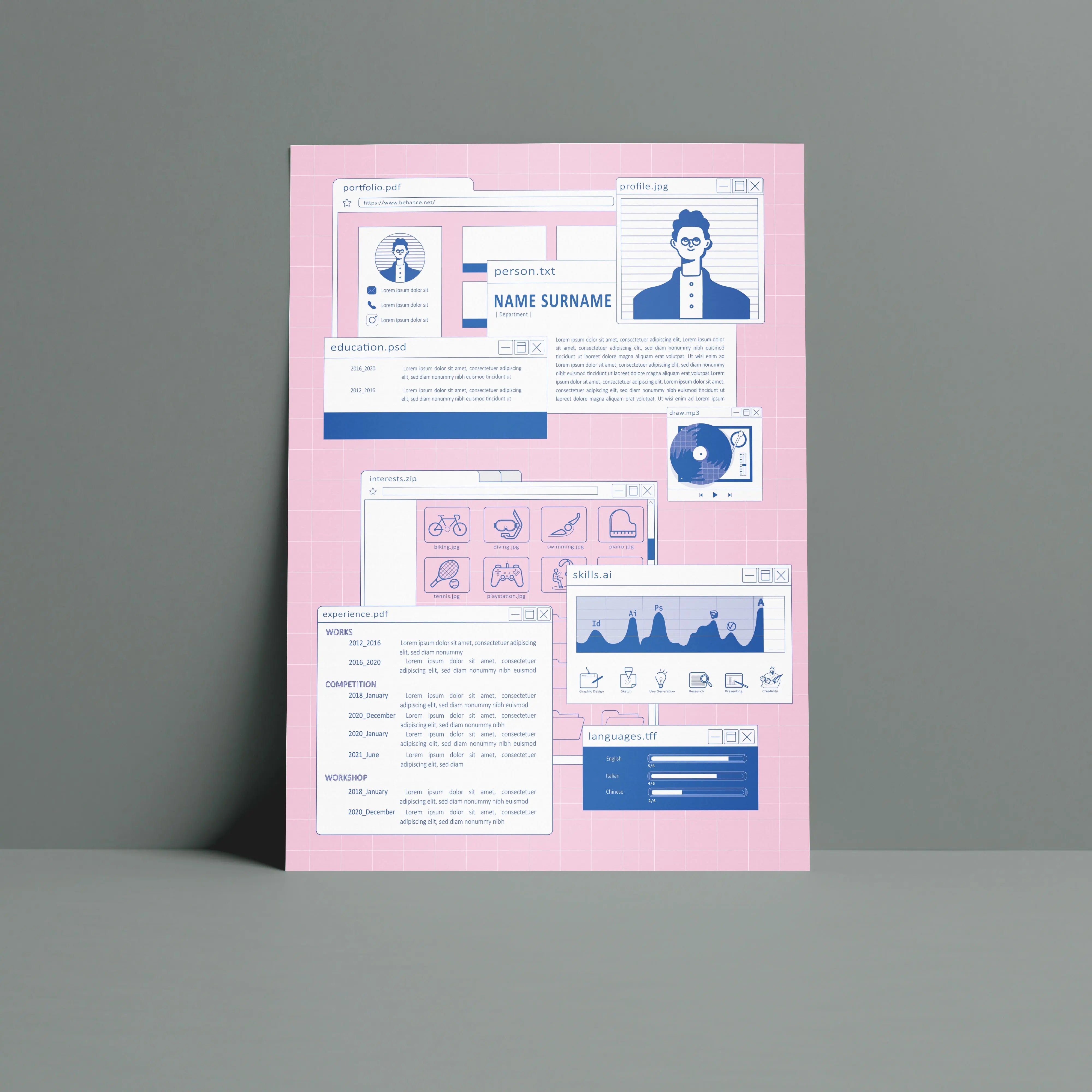 Resume Template Set 5 Digital Artwork drawings | Toffu Co
