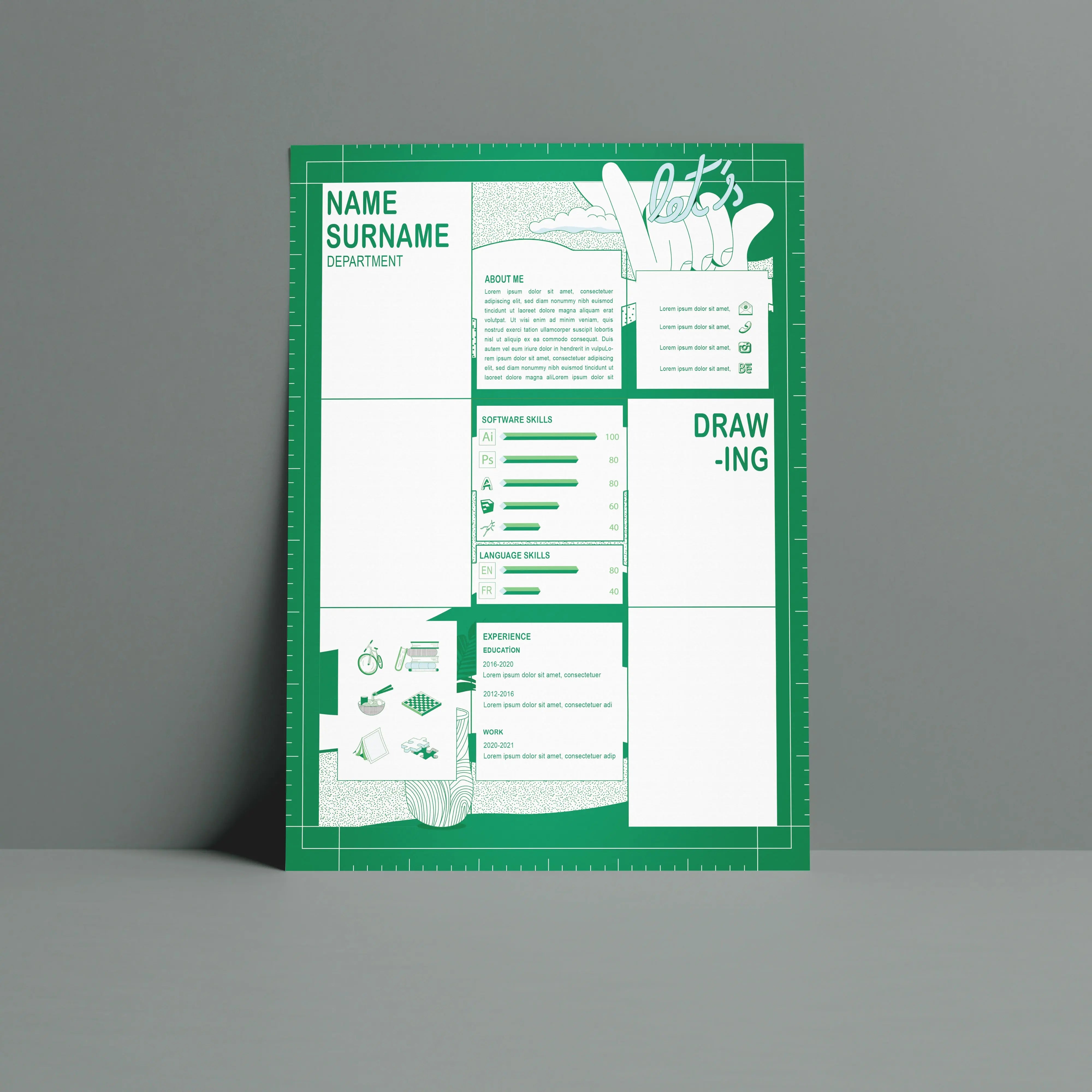 Resume Template Set 6 Digital Artwork drawings | Toffu Co