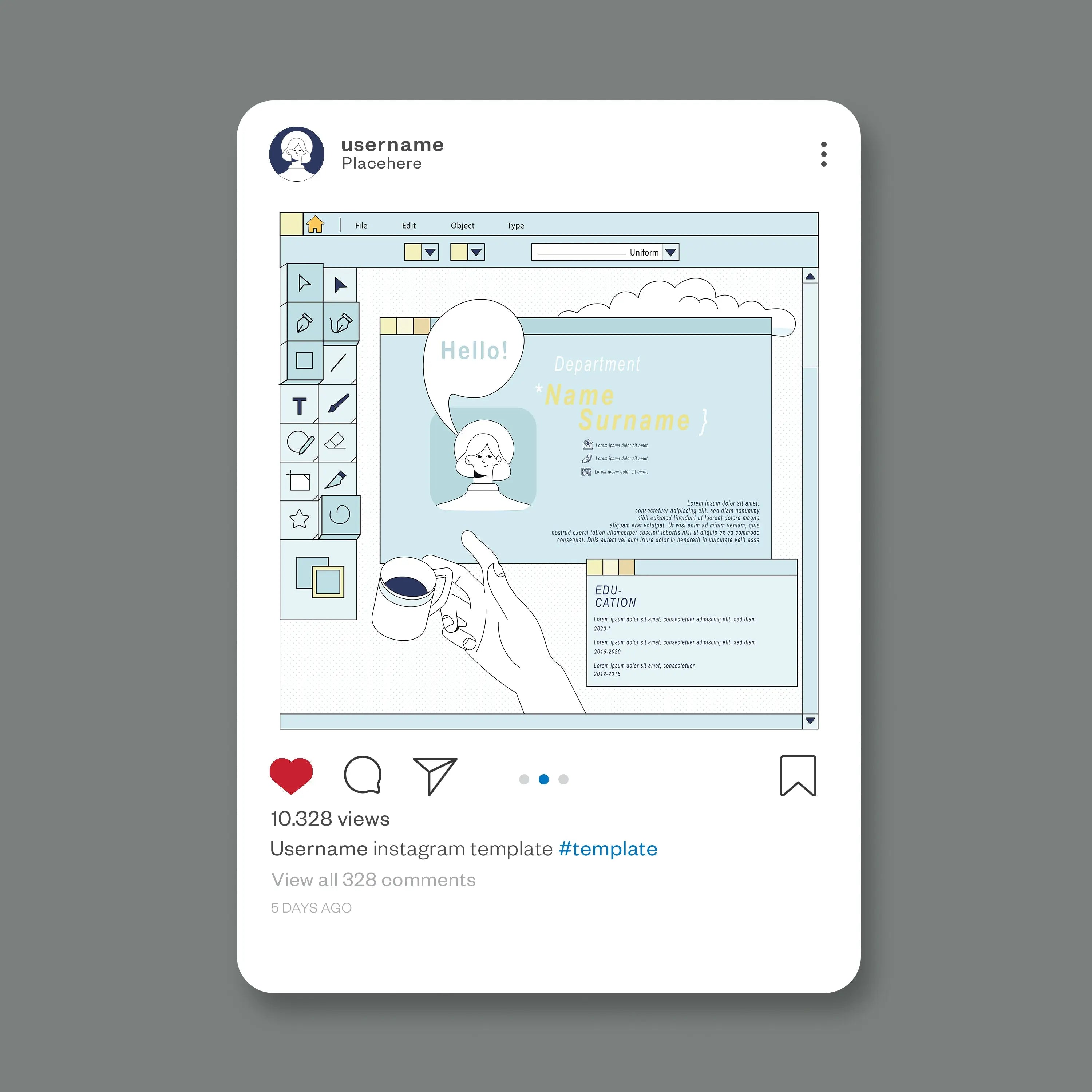 Resume Template Set 10 Digital Artwork drawings | Toffu Co