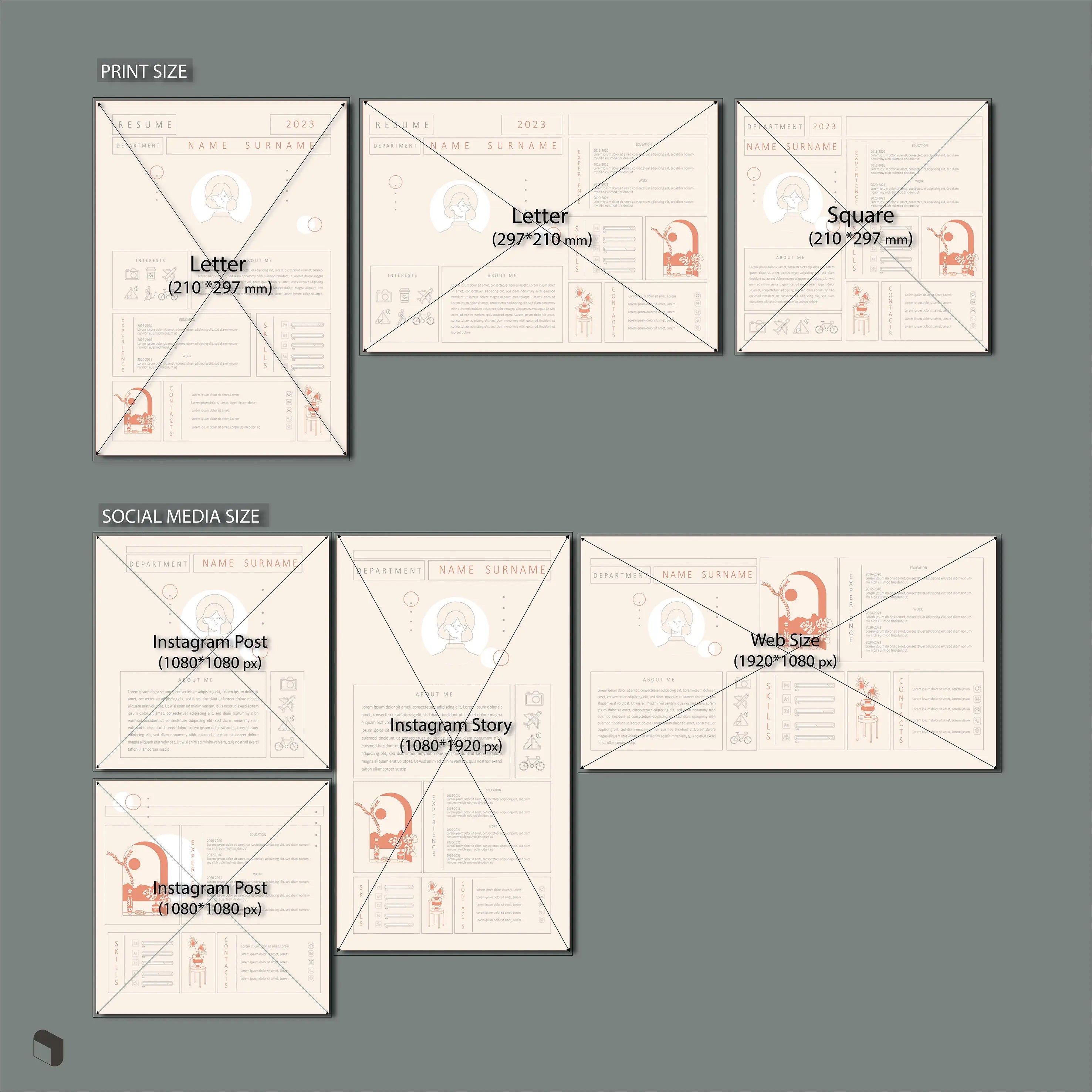 Resume Template Set 3 Digital Artwork drawings | Toffu Co