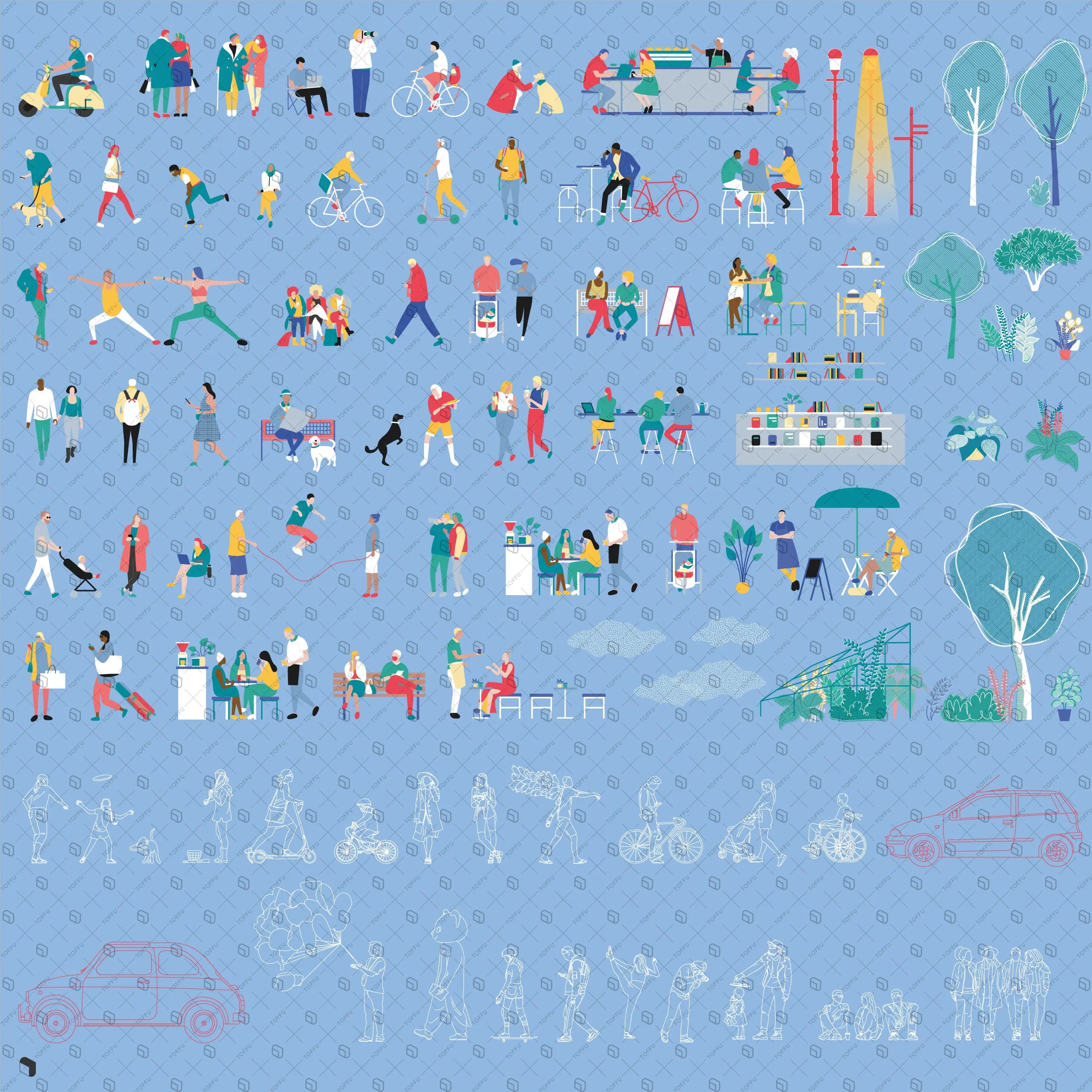 Flat Vector Publica Style Creative Content Bundle Uncategorized drawings | Toffu Co