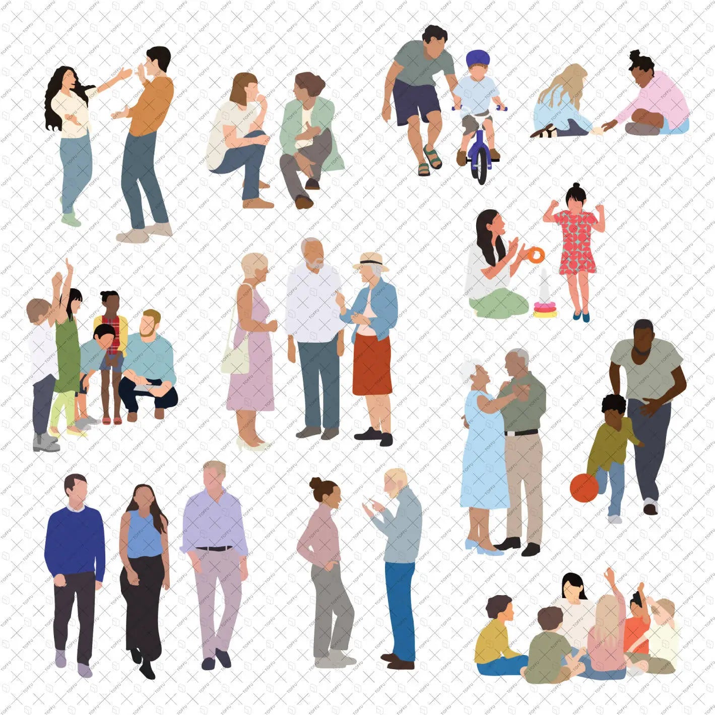 Flat Vector Social Interactions People Digital Artwork drawings | Toffu Co