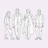 Flat Vector B&W Standing People 3 Digital Artwork drawings | Toffu Co