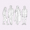 Flat Vector B&W Standing People 3 PNG - Toffu Co