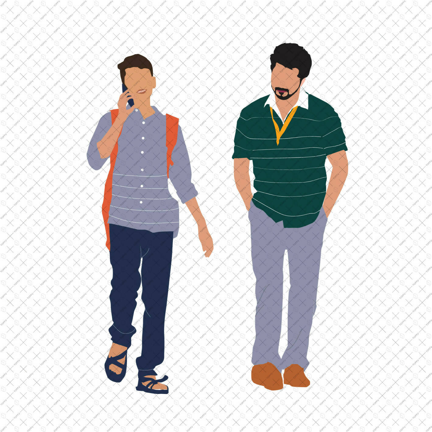 Flat Vector Young Indian People at College / University Campus PNG - Toffu Co