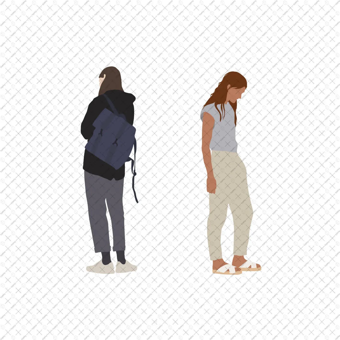 Flat Vector People Standing 2 Digital Artwork drawings | Toffu Co