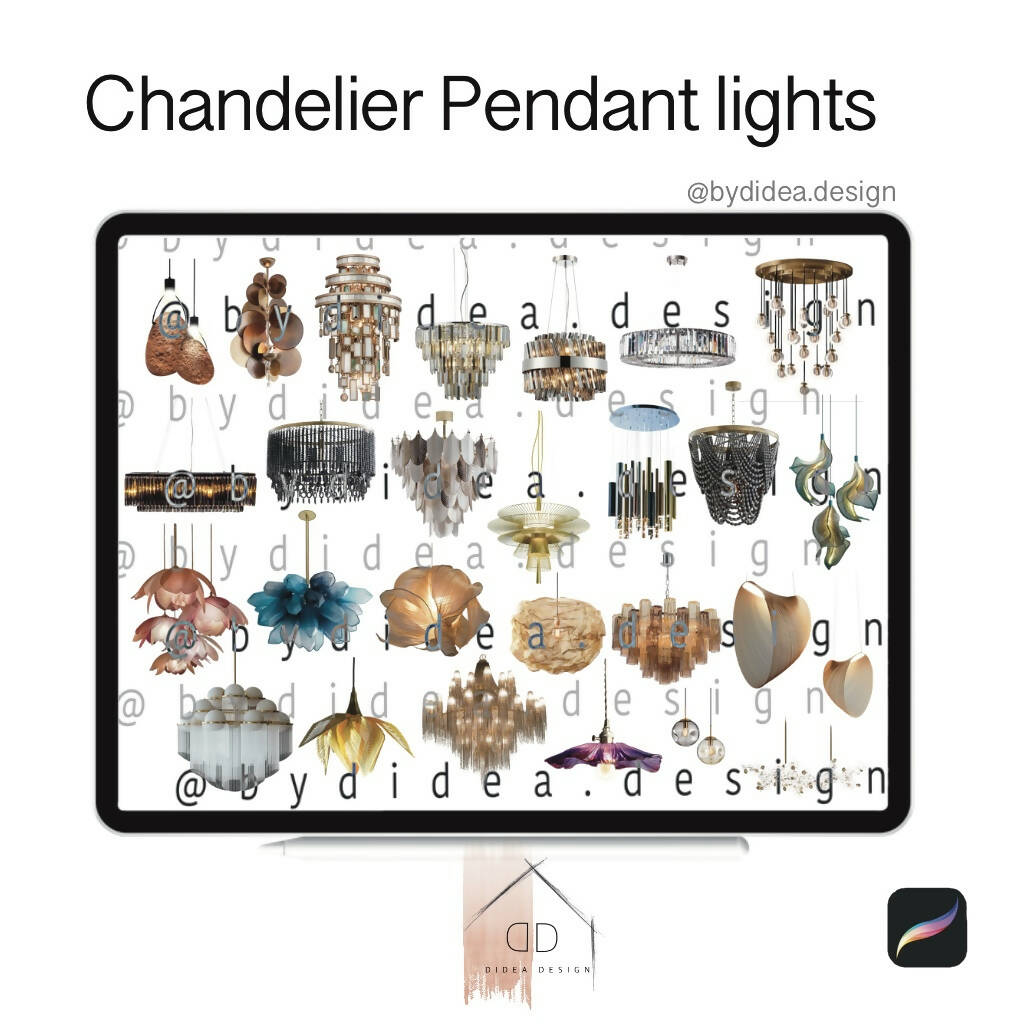 Procreate Chandelier Pendant Light Cutouts PNG - Toffu Co