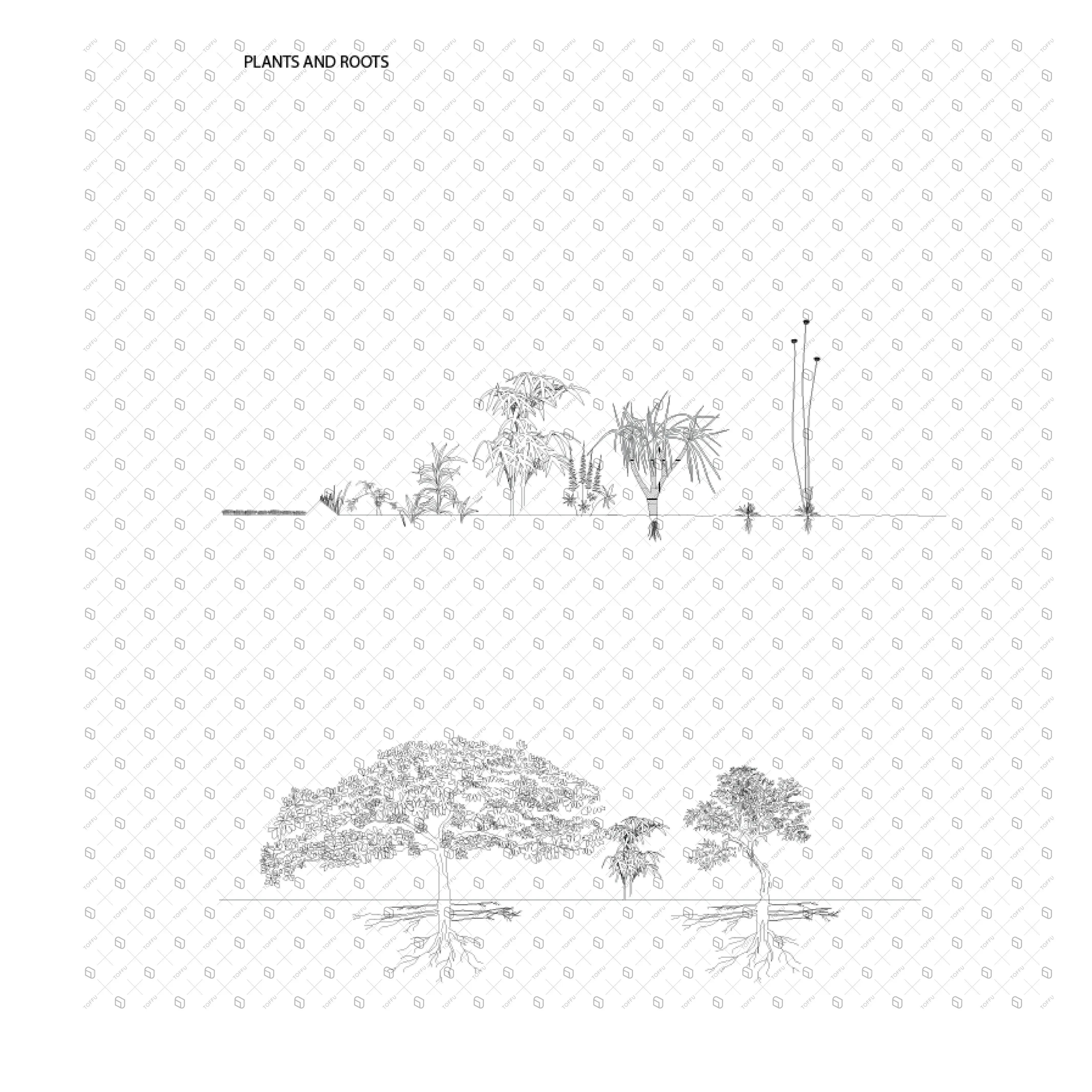 Vegetation with roots Digital Artwork drawings | Toffu Co