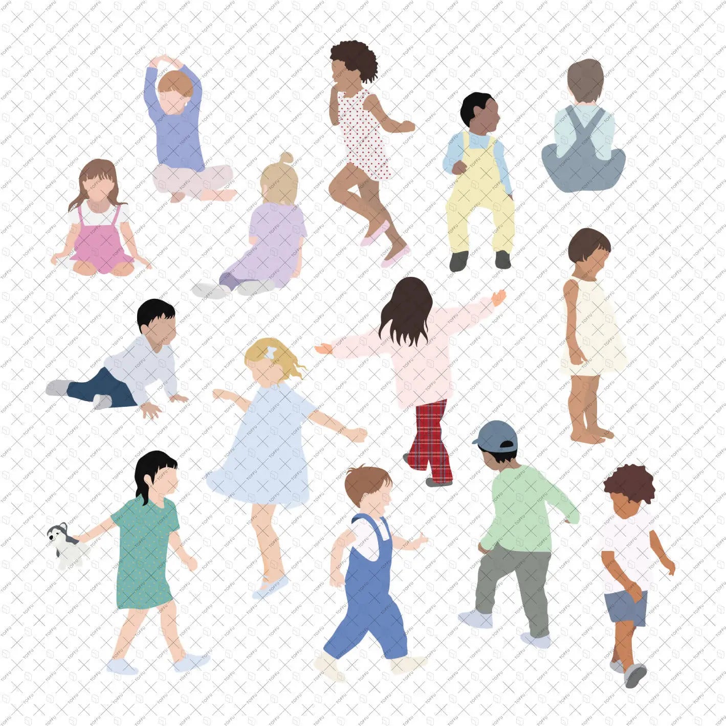 Flat Vector People and Plants Mega Pack (47 Figures) Digital Artwork drawings | Toffu Co