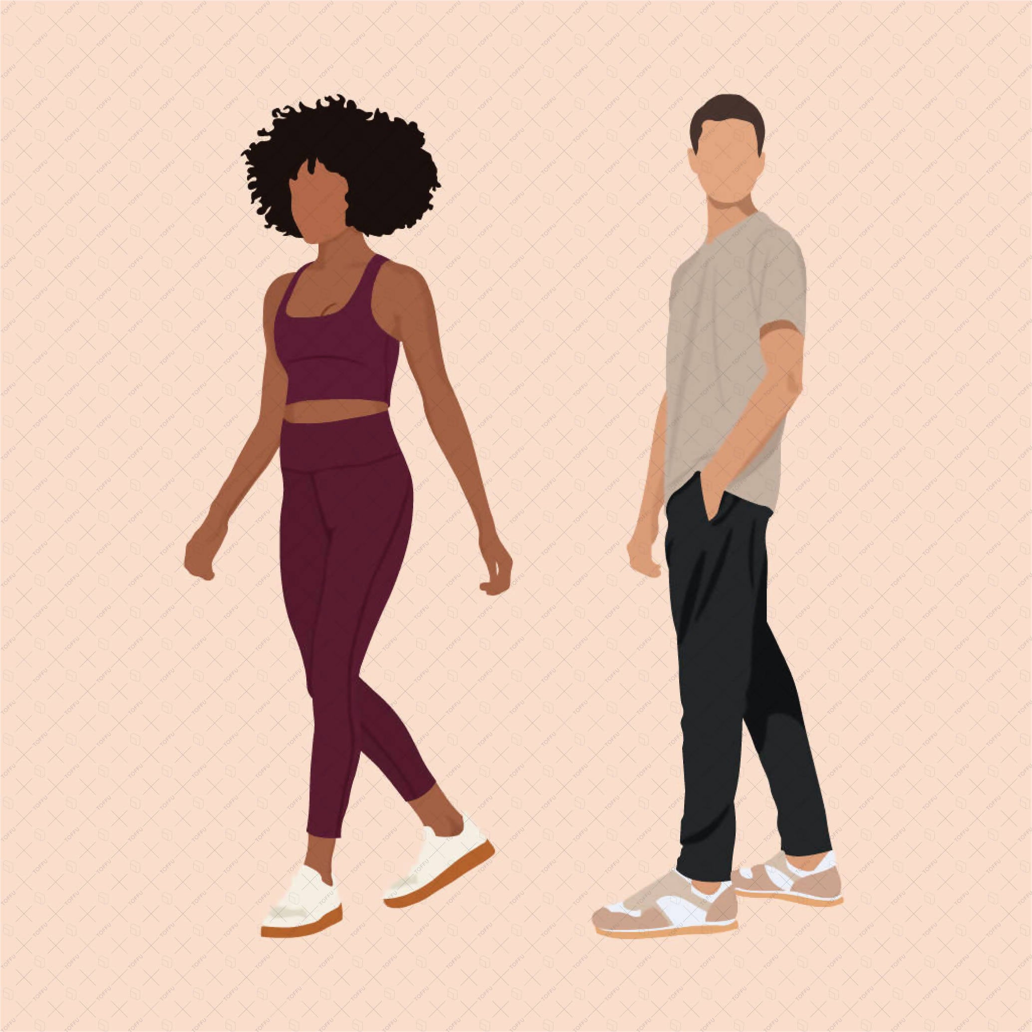 Flat Vector People Exercising Pack PNG - Toffu Co