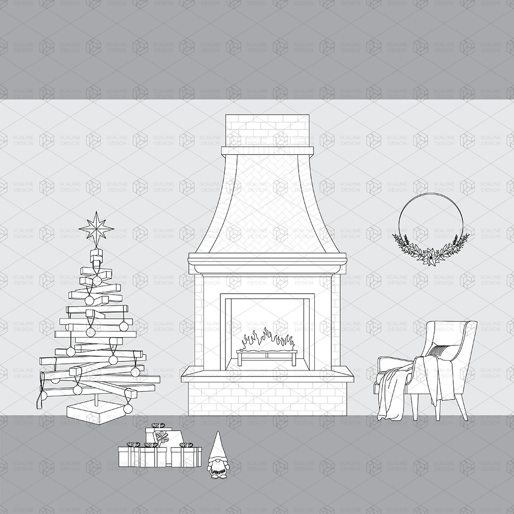 Cad and Vector Christmas Minimalist Furniture PNG - Toffu Co