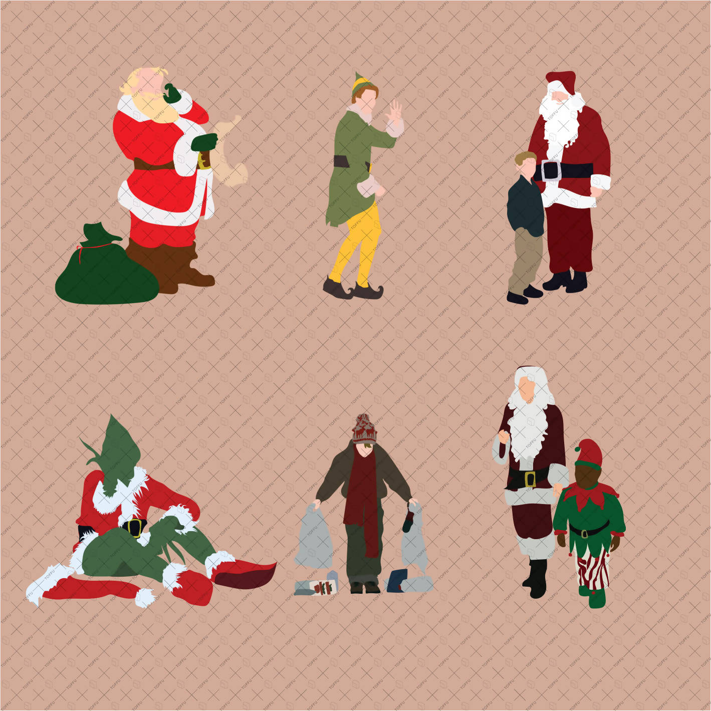 Flat Vector Christmas Characters PNG - Toffu Co