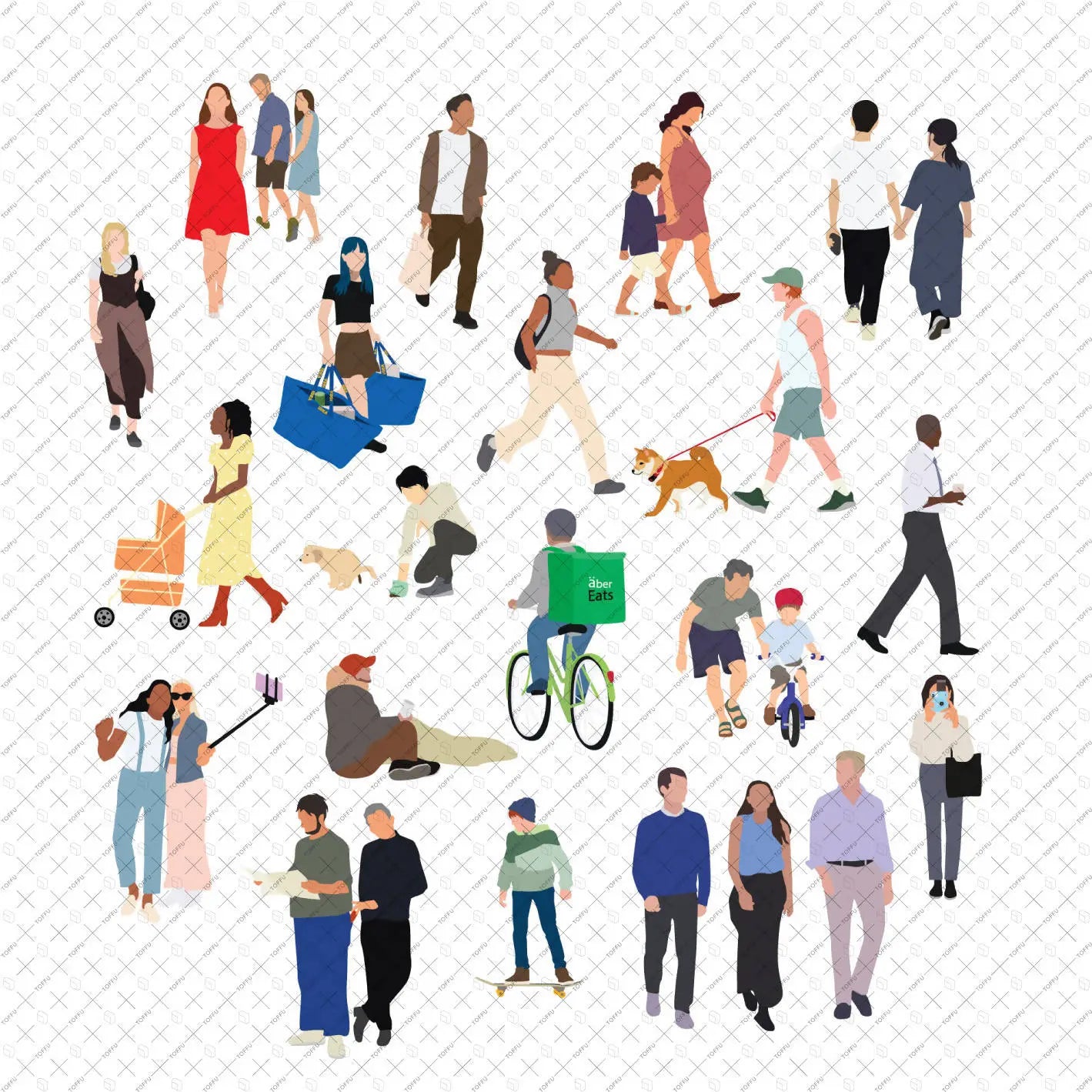 Flat Vector Street People Digital Artwork drawings | Toffu Co