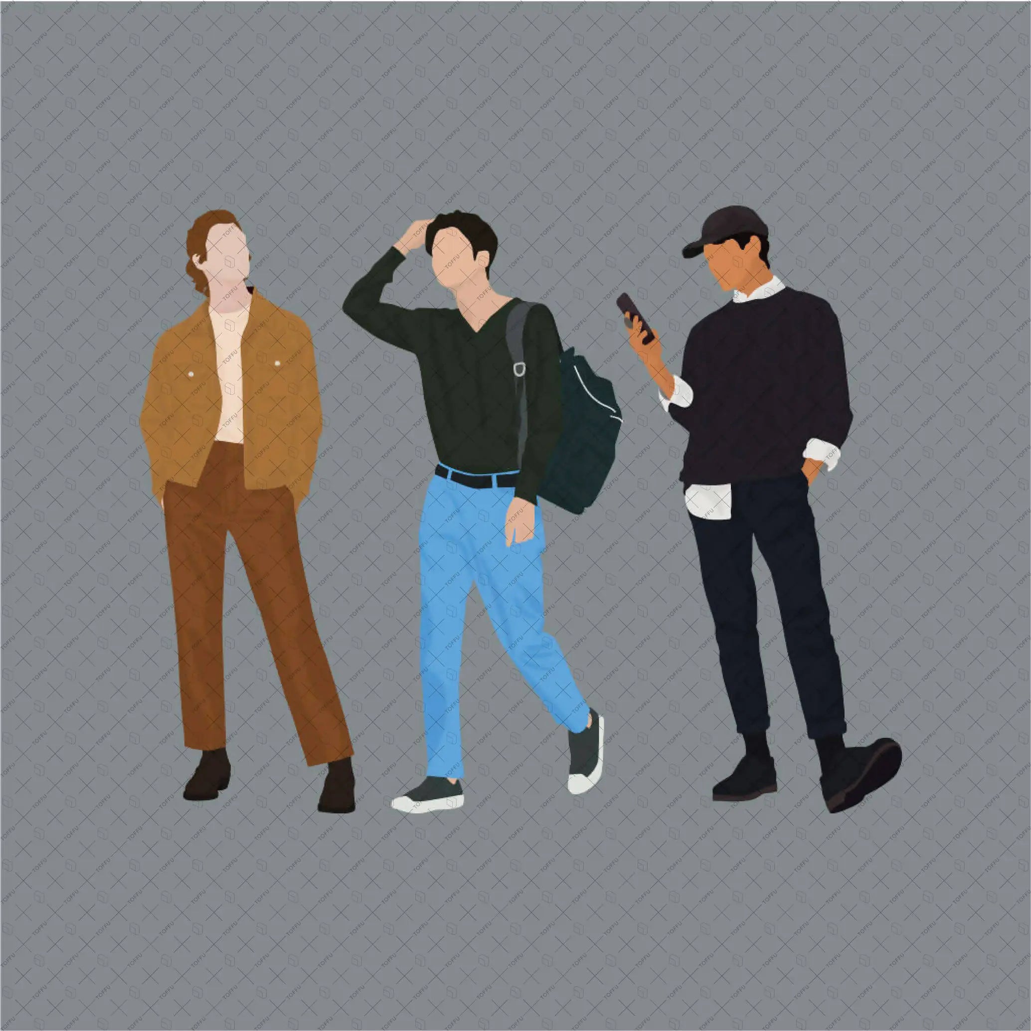 Flat Vector Urban Men Digital Artwork drawings | Toffu Co