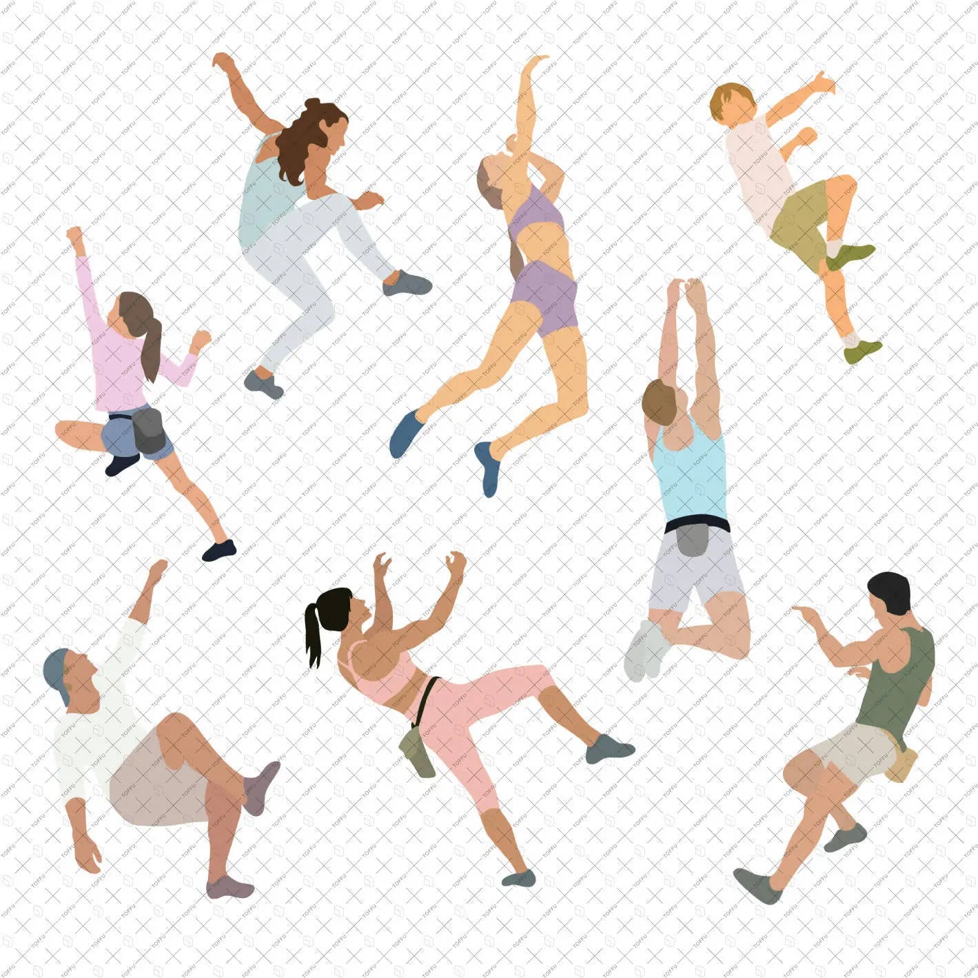Flat Vector Bouldering People Digital Artwork drawings | Toffu Co