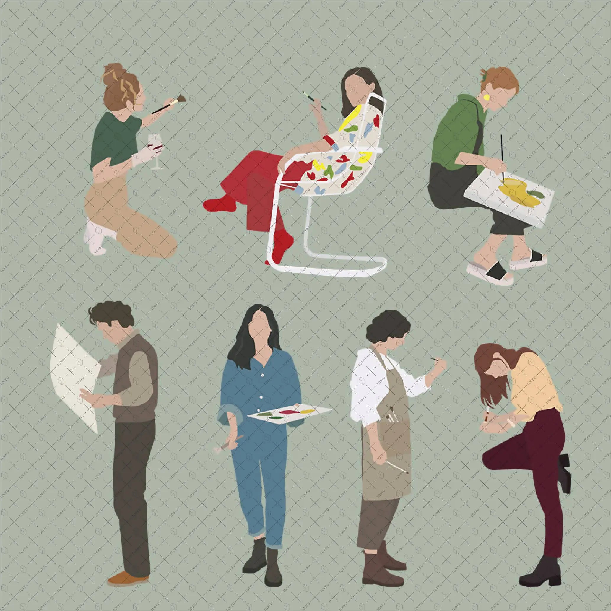 Flat Vector People - Art Pack Digital Artwork drawings | Toffu Co