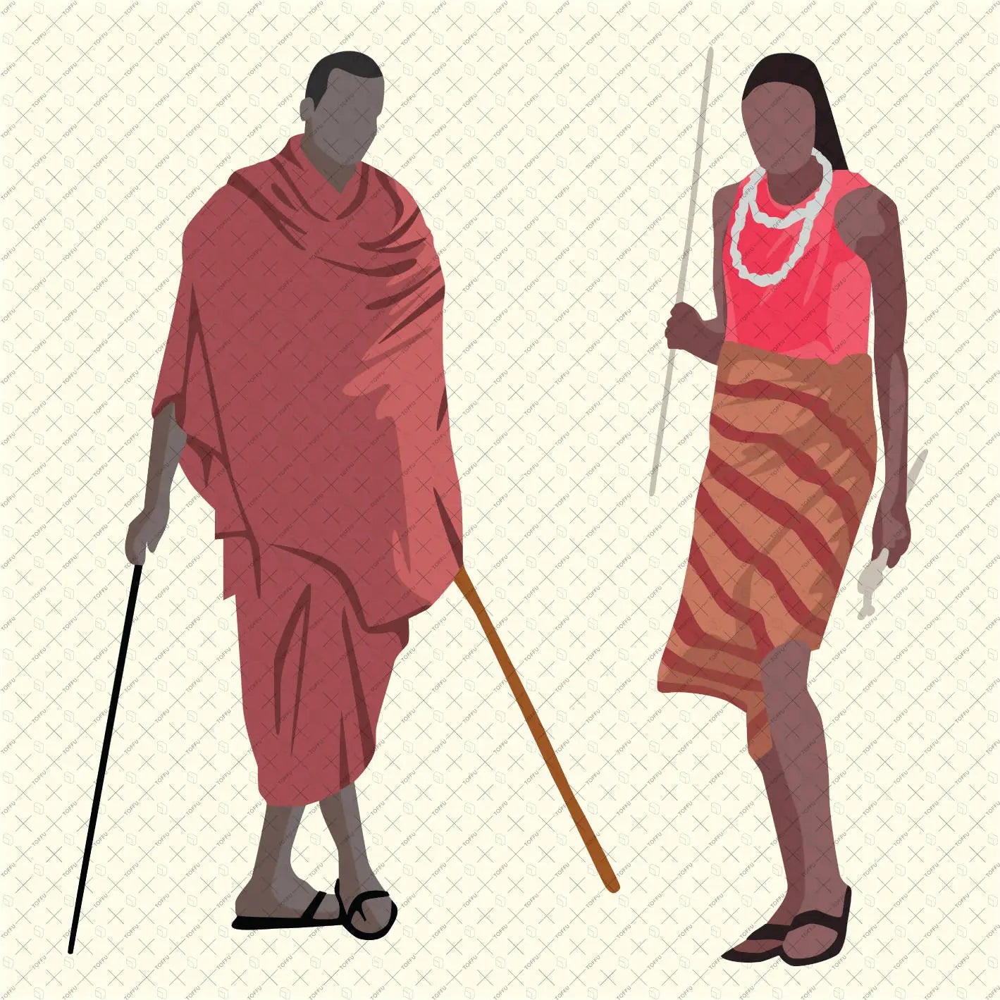 Flat Vector African People Digital Artwork drawings | Toffu Co