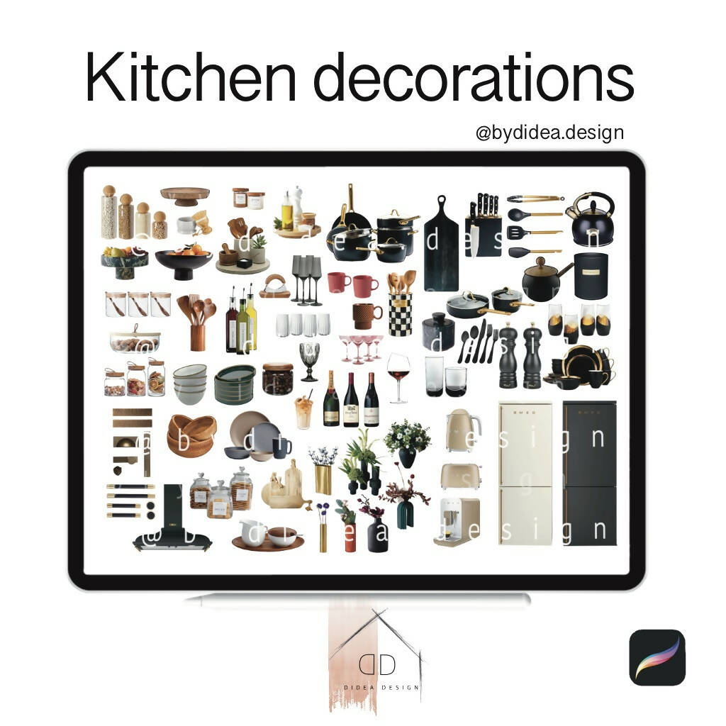 Procreate Kitchen Decoration Cutouts PNG - Toffu Co