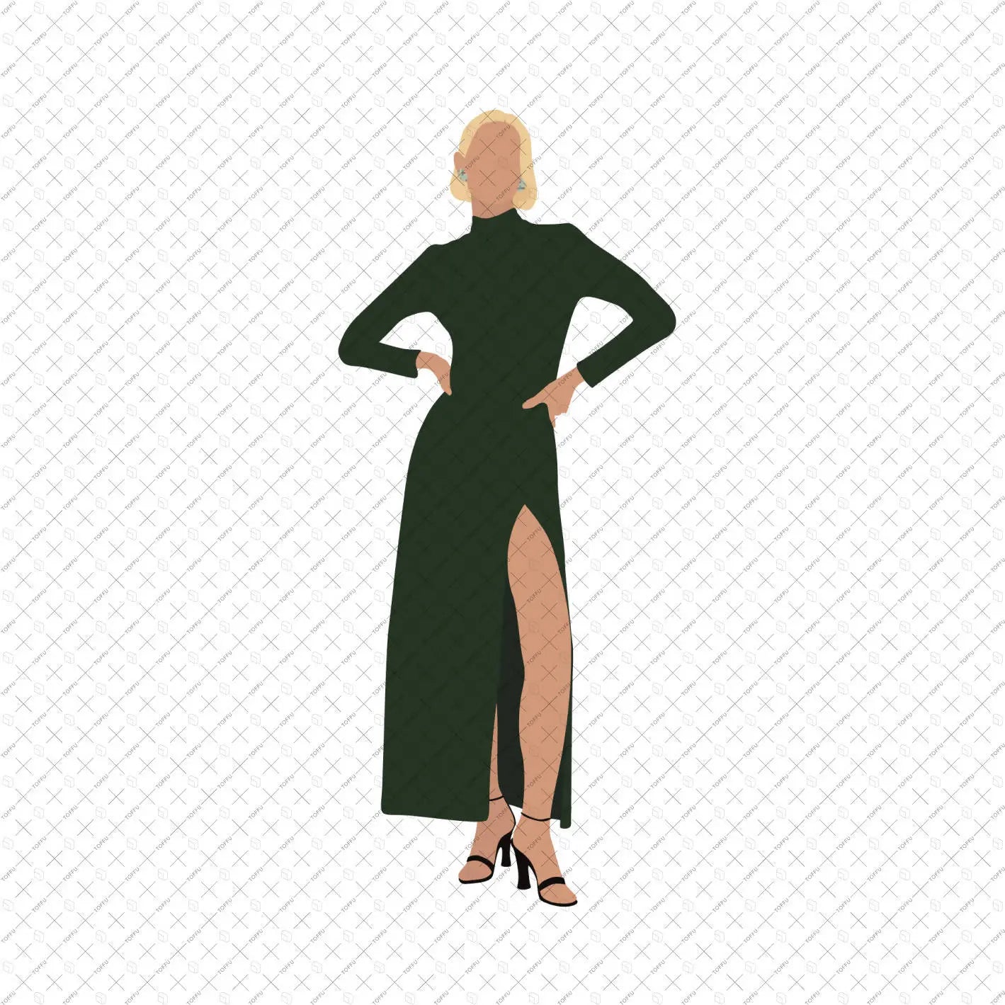 Flat Vector Women in Slit Dresses Digital Artwork drawings | Toffu Co