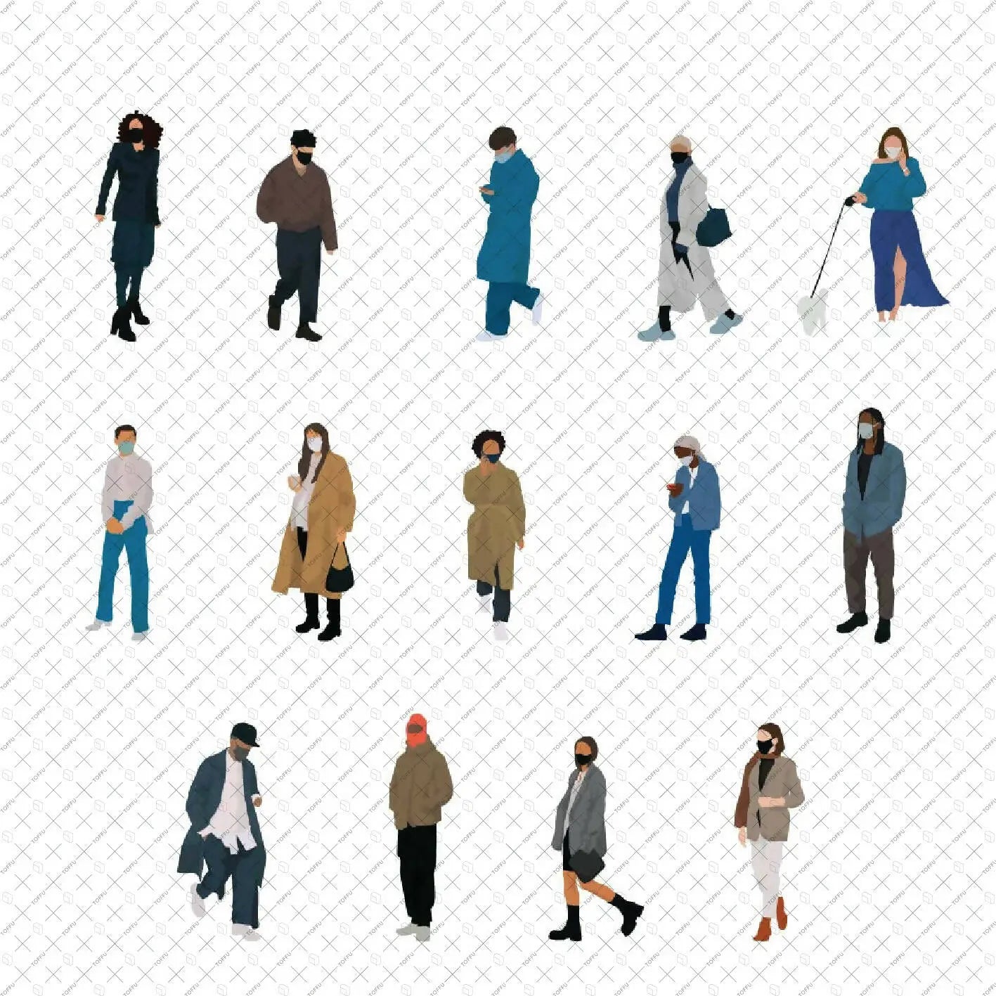 Flat Vector Fashion & Masks Digital Artwork drawings | Toffu Co